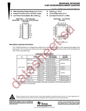 SN74HC4020PWR datasheet  